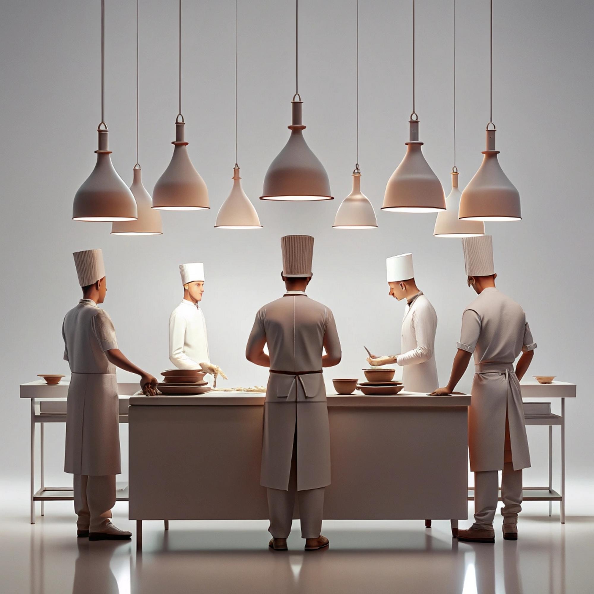 Interior of workshop with chef